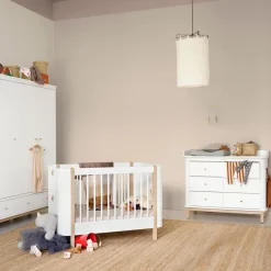 Oliver Furniture Wood Mini+ Babybett Weiß/Eiche exkl. Umbauset Juniorbett Clearance