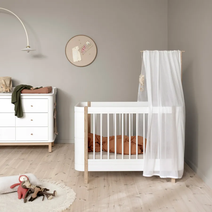 Oliver Furniture Wood Mini+ Babybett Weiß/Eiche exkl. Umbauset Juniorbett Clearance