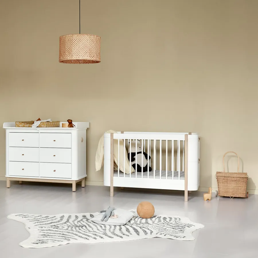 Oliver Furniture Wood Mini+ Babybett Weiß/Eiche exkl. Umbauset Juniorbett Clearance