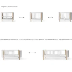 Oliver Furniture Wood Mini+ Babybett Weiß/Eiche exkl. Umbauset Juniorbett Clearance