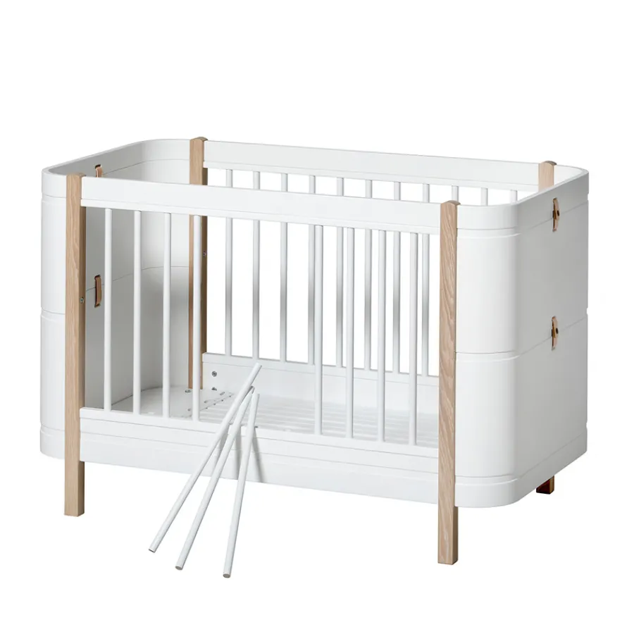 Oliver Furniture Wood Mini+ Babybett Weiß/Eiche exkl. Umbauset Juniorbett Clearance