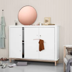 Oliver Furniture Wood Multi-Schrank 3-Türig Weiß/Eiche Clearance