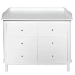 Oliver Furniture Wood Wickelkommode 6 Schubladen mit großer Wickelplatte Weiß Fashion