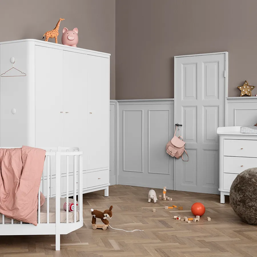 Oliver Furniture Wood Wickelkommode 6 Schubladen mit großer Wickelplatte Weiß Fashion