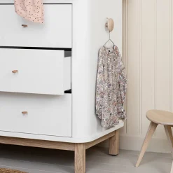 Oliver Furniture Wood Wickelkommode 6 Schubladen mit großer Wickelplatte Weiß/Eiche Hot