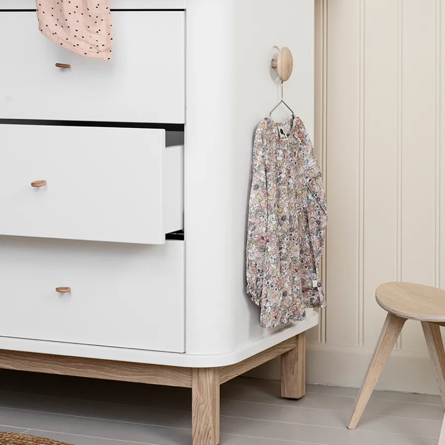 Oliver Furniture Wood Wickelkommode 6 Schubladen mit großer Wickelplatte Weiß/Eiche Hot