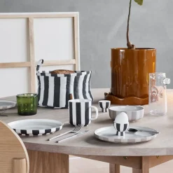 OYOY Brotkorb Toppu Black / White / Taupe Clearance