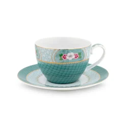 PIP Studio Cappuccino-Tasse mit Unterteller Blushing Birds Blue Hot