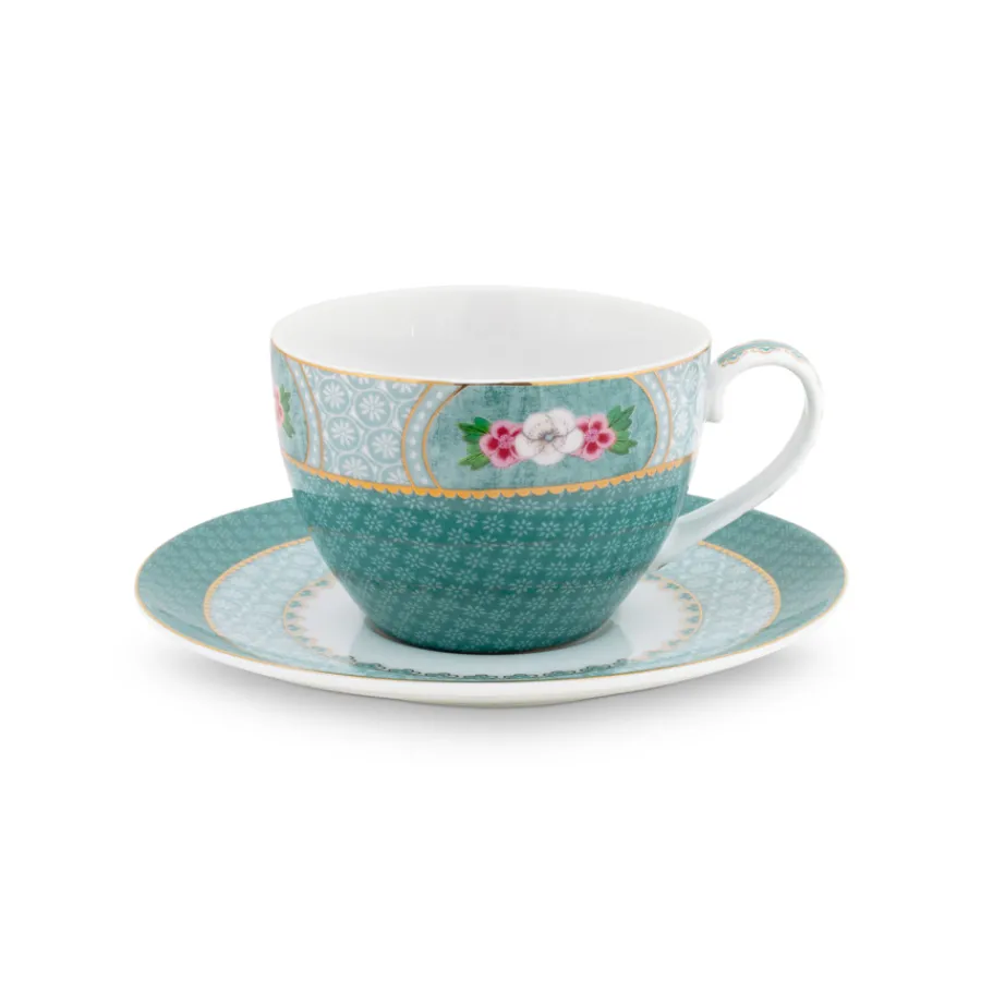 PIP Studio Cappuccino-Tasse mit Unterteller Blushing Birds Blue Hot