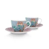 PIP Studio Espresso-Tasse und Unterteller Flower Festival Light Blue 120 ml 2er-Set Fashion