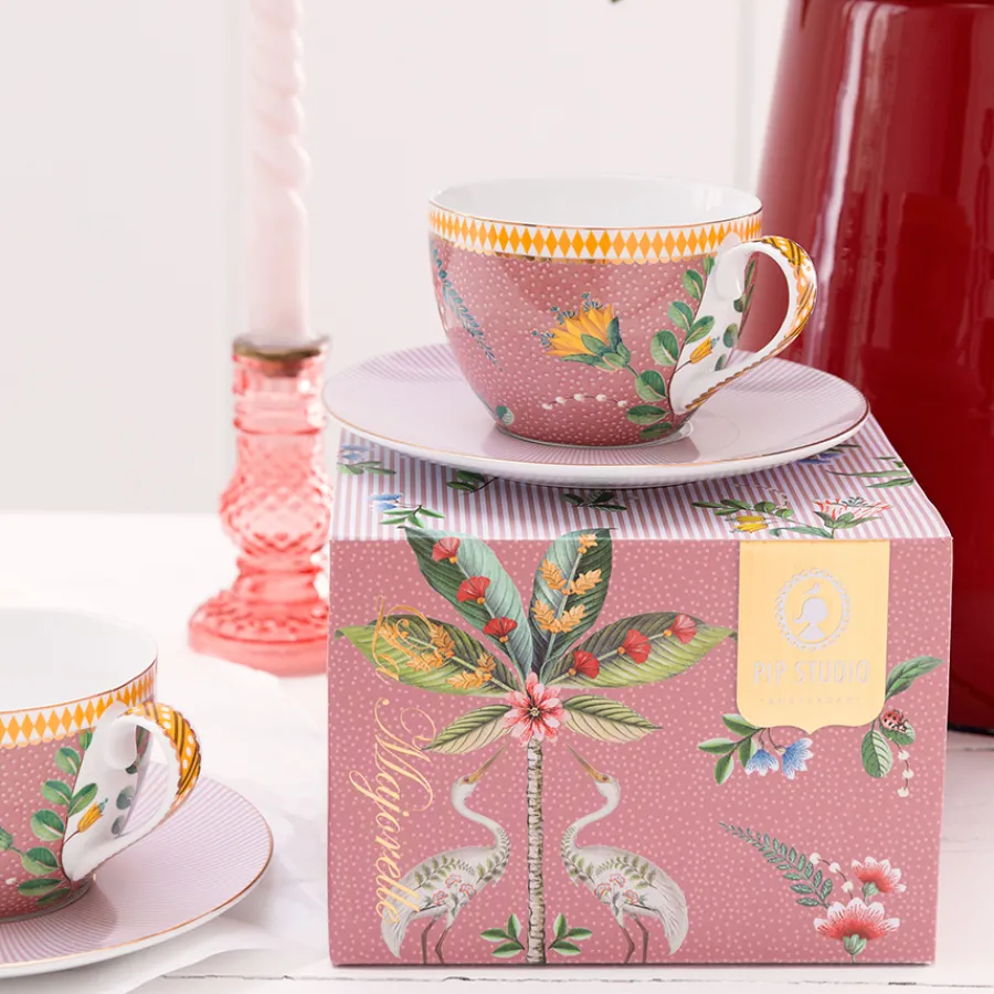PIP Studio Tasse mit Unterteller La Majorelle Pink 280ml 2er-Set Hot