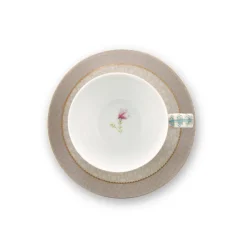 PIP Studio Tasse mit Unterteller Blushing Birds Khaki New
