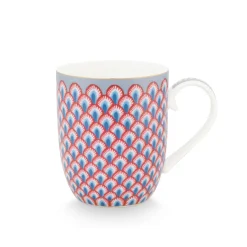PIP Studio Tasse Small Flower Festival Scallop Red-Light Blue 145ml Hot