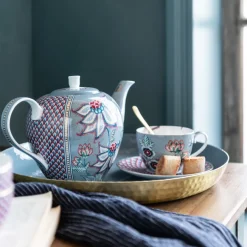 PIP Studio Tasse und Unterteller Flower Festival Light Blue 280ml 2er-Set Fashion