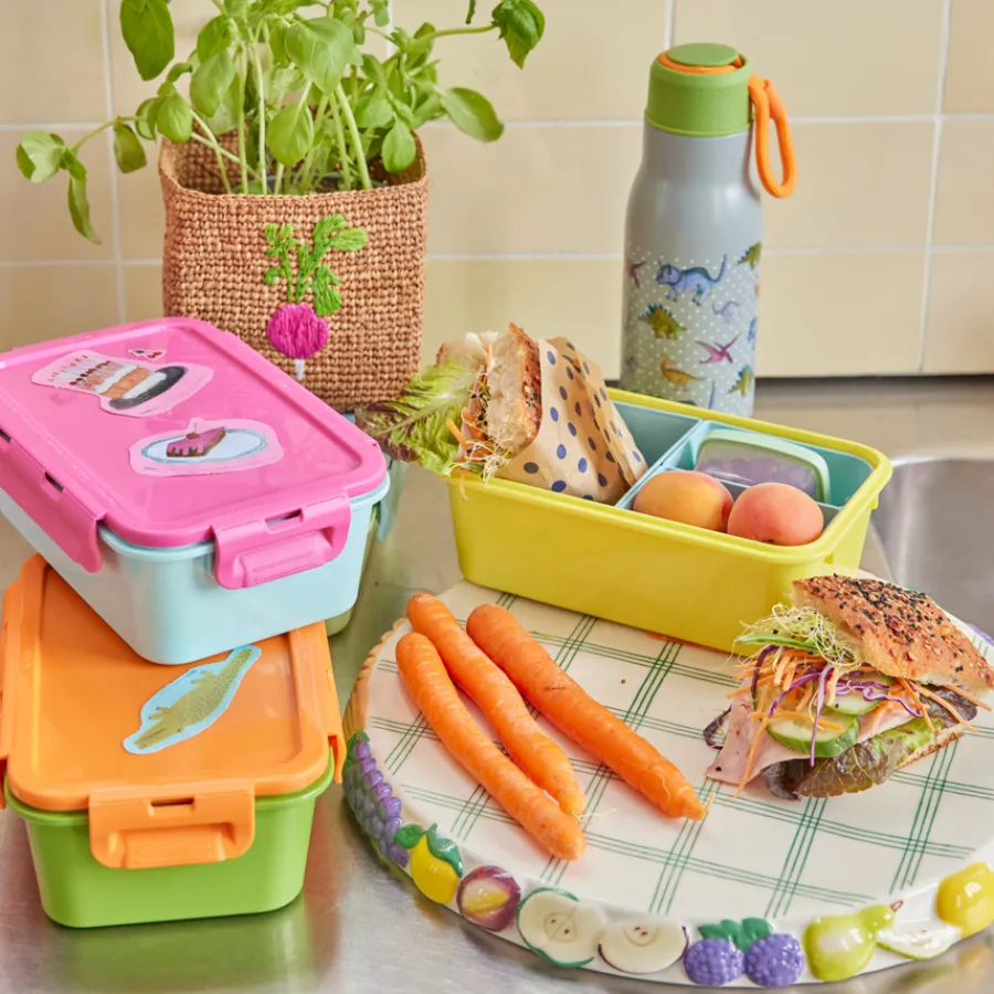 Rice Brotdose Lunchbox mit 3 Segmenten Orange/Green Fashion