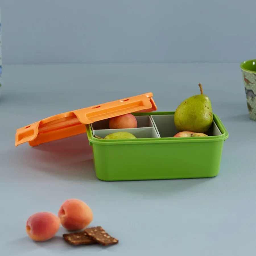 Rice Brotdose Lunchbox mit 3 Segmenten Orange/Green Fashion