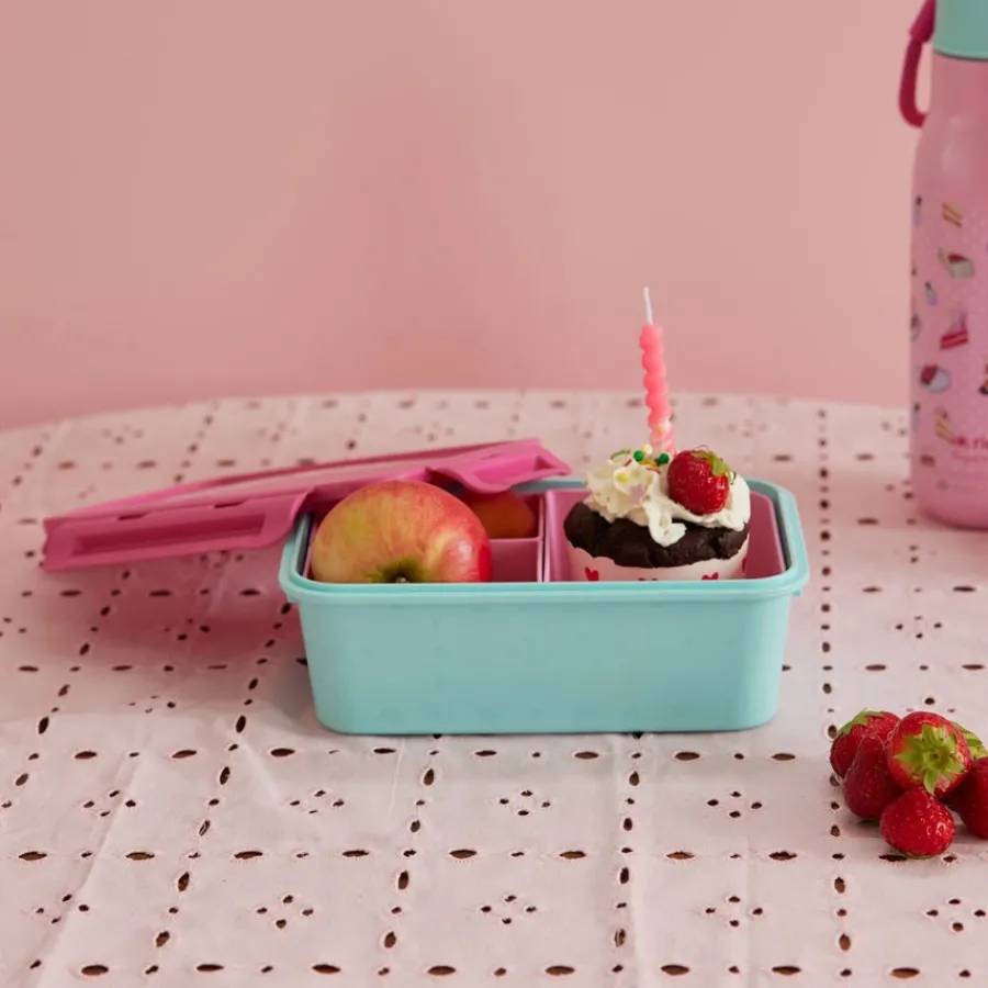 Rice Brotdose Lunchbox mit 3 Segmenten Pink/Mint Best