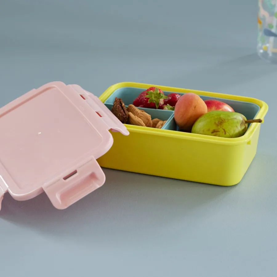 Rice Brotdose Lunchbox mit 3 Segmenten Soft Pink/Yellow Best