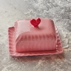 Rice Butterdose Keramik Red Heart Pink Hot