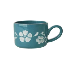 Rice Cappuccino-Tasse Keramik handbemalt White Flower Vine 200 ml Fashion