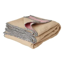 Rice Decke Crinkle Baumwolle Flower Edge in Beige/Soft Pink Fashion