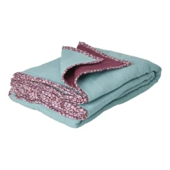 Rice Decke Crinkle Baumwolle Flower Edge in Mint/Aubergine Outlet