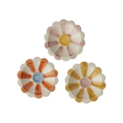 Rice Dip-Schale Keramik handbemalt Stripes Pink/Orange/Yellow 3er-Set Hot