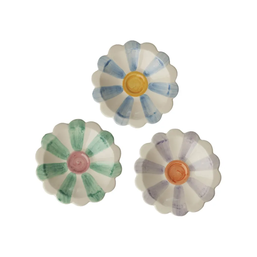 Rice Dip-Schale Keramik handbemalt Stripes Blue/Soft Green/Lavender 3er-Set Outlet