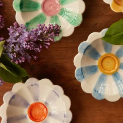 Rice Dip-Schale Keramik handbemalt Stripes Blue/Soft Green/Lavender 3er-Set Outlet
