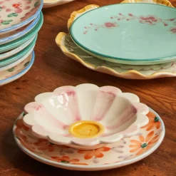 Rice Dip-Schale Keramik handbemalt Stripes Pink/Orange/Yellow 3er-Set Hot