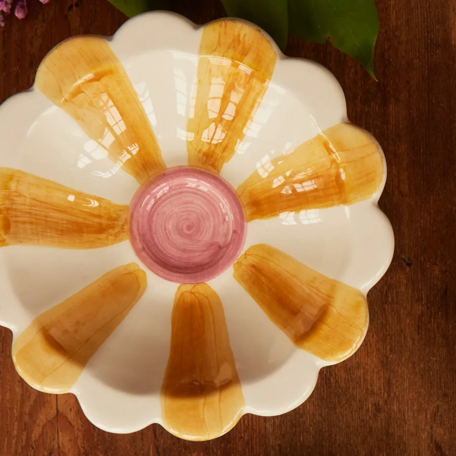 Rice Dip-Schale Keramik handbemalt Stripes Pink/Orange/Yellow 3er-Set Hot