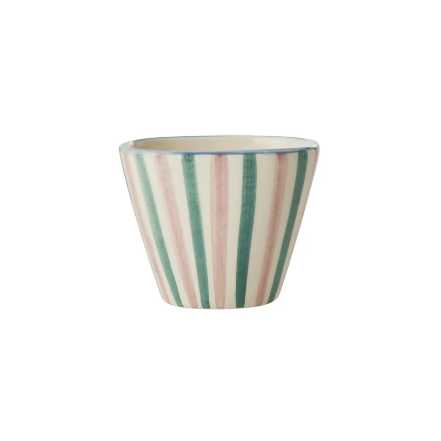 Rice Espresso-Tasse Keramik oval handbemalt Stripes 70 ml Hot