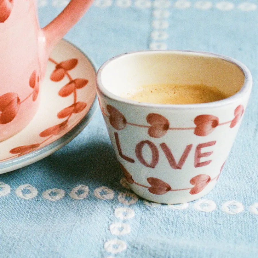 Rice Espresso-Tasse Keramik oval handbemalt LOVE 70 ml Clearance