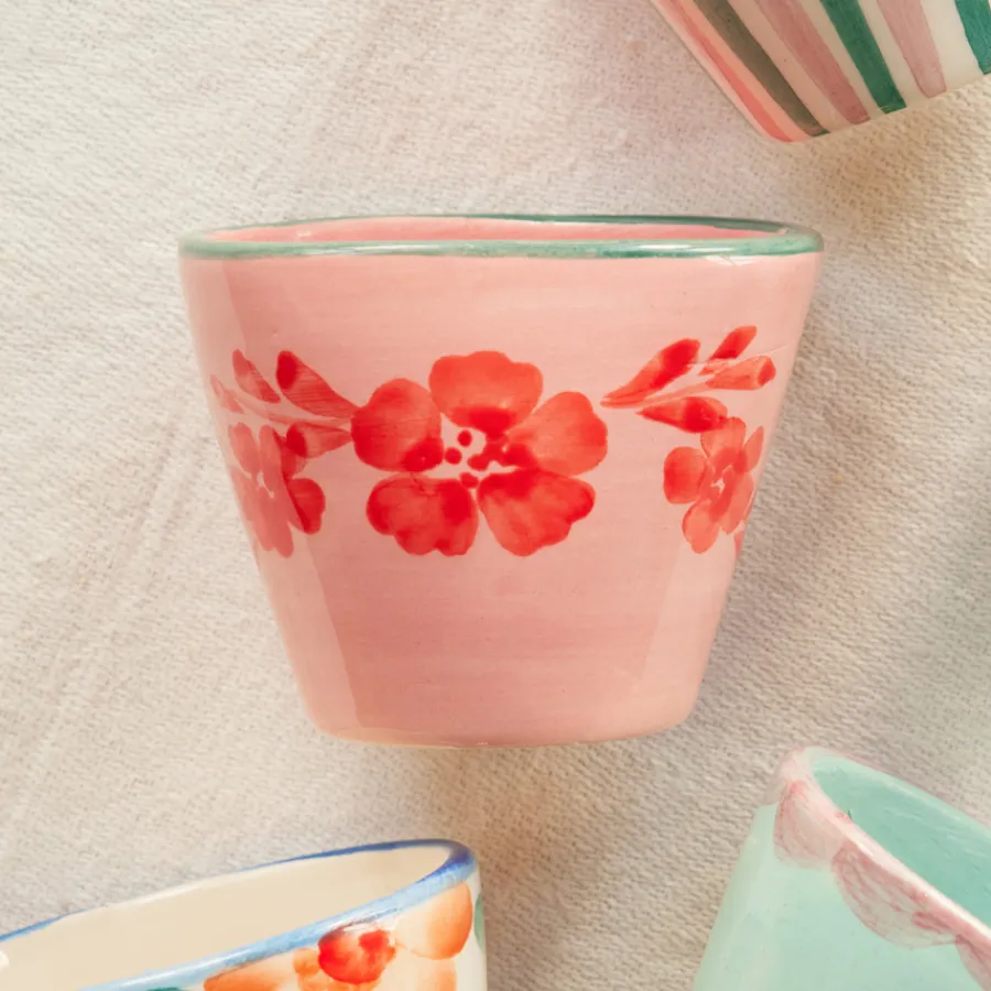 Rice Espresso-Tasse Keramik oval handbemalt Orange Flower Vine 70 ml Discount