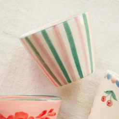 Rice Espresso-Tasse Keramik oval handbemalt Stripes 70 ml Hot