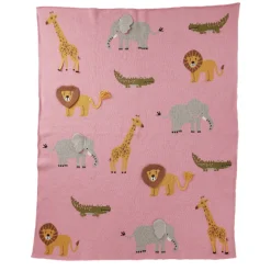 Rice Gestrickte Babydecke Pink mit 3D Details Online