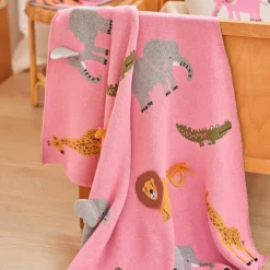 Rice Gestrickte Babydecke Pink mit 3D Details Online
