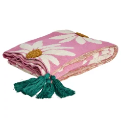 Rice Gestrickte Decke Pink bestickt & mit Tassels Fashion