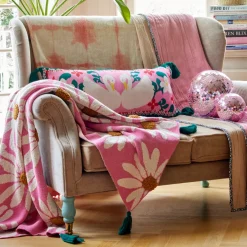 Rice Gestrickte Decke Pink bestickt & mit Tassels Fashion