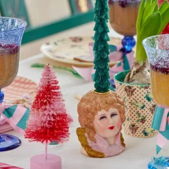 Rice Kerzenhalter Engel mit Glitzerflügeln Purple Discount