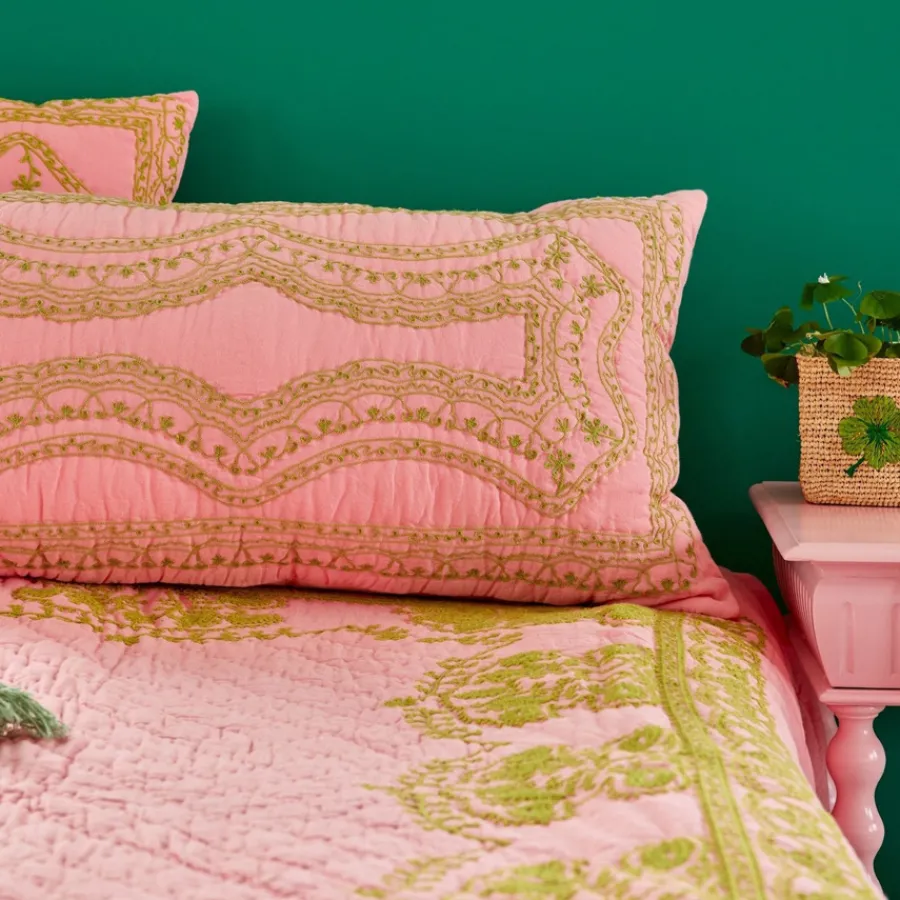 Rice Kissen Soft Pink Green bestickt 40x80 Best