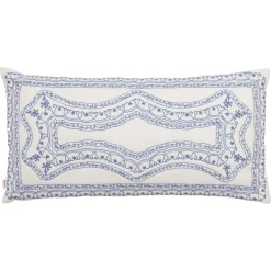 Rice Kissen White Blue bestickt 40x80 Fashion