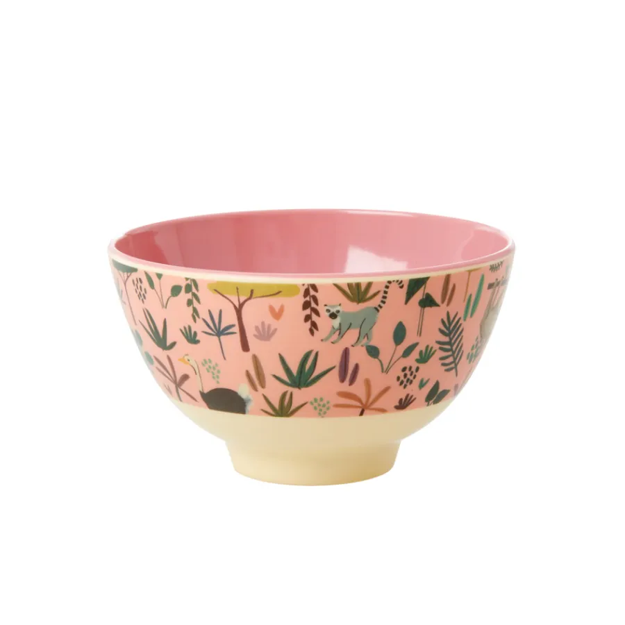Rice Kleine Melamin Schüssel All Over Jungle Animals Two Tone Coral Outlet