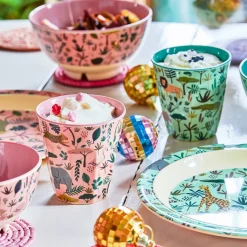 Rice Kleine Melamin Schüssel All Over Jungle Animals Two Tone Coral Outlet