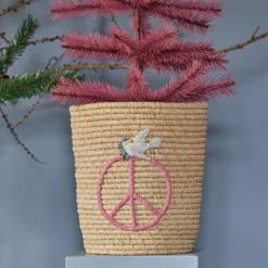 Rice Korb bestickt Peace/Taube Outlet