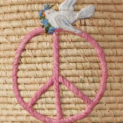 Rice Korb bestickt Peace/Taube Outlet