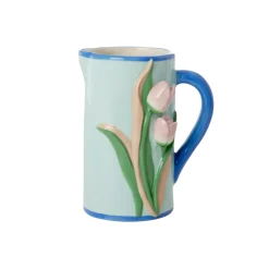 Rice Krug Keramik Mint mit Tulpen handbemalt 1,4 L Best