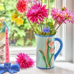 Rice Krug Keramik Mint mit Tulpen handbemalt 1,4 L Best