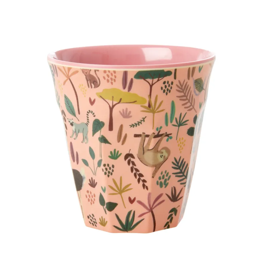 Rice Melamin Becher All Over Jungle Animals Two Tone Coral Fashion