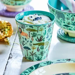 Rice Melamin Becher All Over Jungle Animals Two Tone Green Fashion
